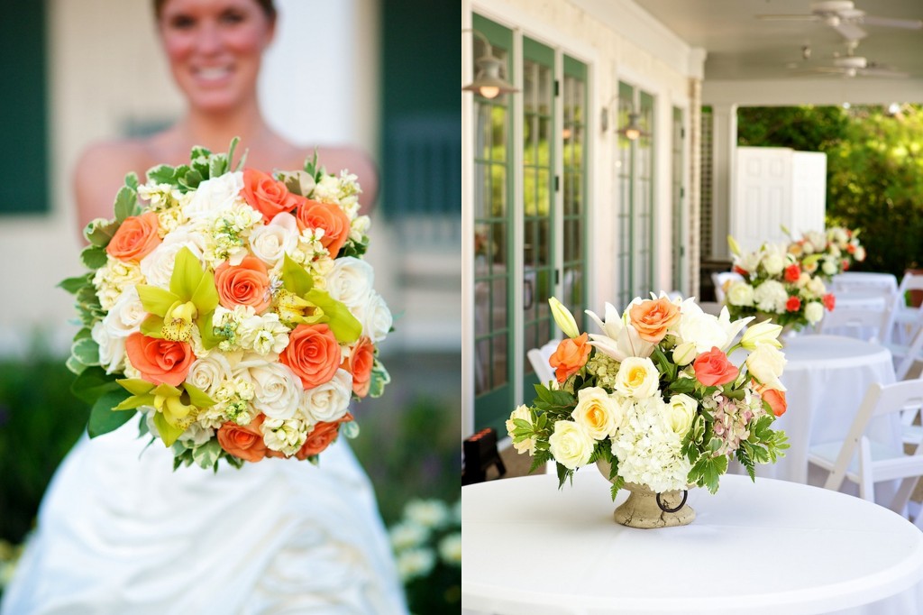 green orange and white bouquet
