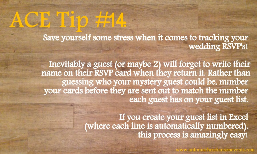 Weekly Tuesday Planning Tips: Antonia Christianson Events